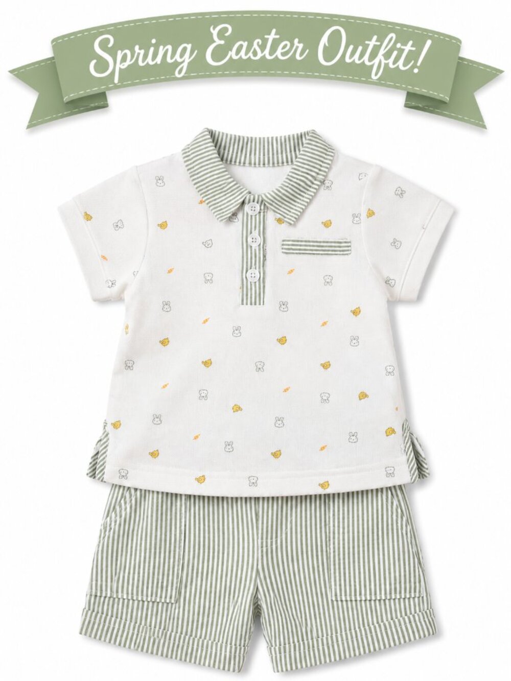 NWT Baby Essentials Easter Toddler Boy 2-Piece Short Set Size 12 Months Bunny